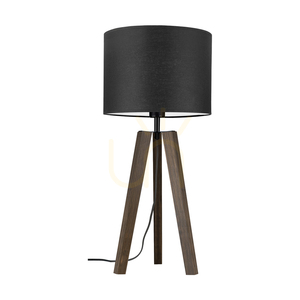 Lampa de masă Solea, nuc/negru, abajur negru, 1xE27, Ø30 cm 0 Lampa de masă Solea, nuc/negru, abajur negru, 1xE27, Ø30 cm small 0