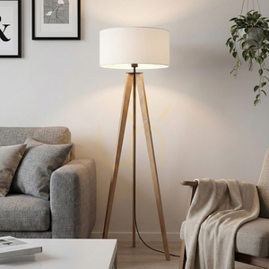 Lampa de podea Solea, maro/negru, abajur alb, 1xE27, Ø50 cm small 1