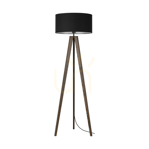 Verifica Lampa de podea Solea, nuc/negru, abajur negru, 1xE27, Ø50 cm