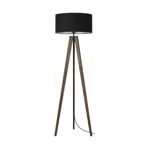 Lampa de podea Solea, nuc/negru, abajur negru, 1xE27, Ø50 cm small 0