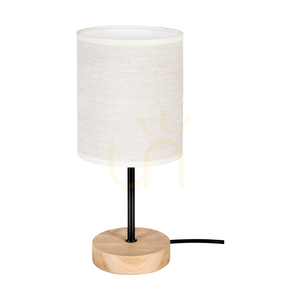 Lampa de masă Dreva, stejar uleiat/negru, abajur bej, 1xE27, Ø13 cm small 0