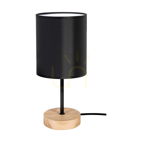 Verifica Lampa de masă Dreva, stejar uleiat/negru, abajur negru, 1xE27, Ø13 cm