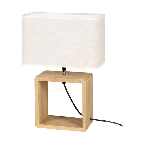 Verifica Lampa de masă Silva, stejar uleiat/crom, abajur bej, 1xE27, 30 cm