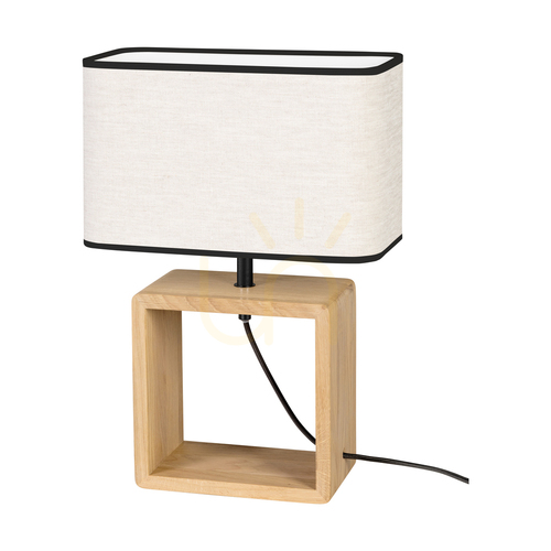Verifica Lampa de masă Silva, stejar uleiat/negru, abajur bej-negru, 1xE27, 30 cm