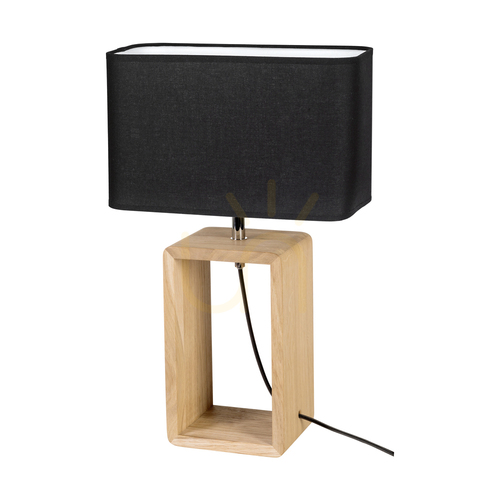 Verifica Lampa de masă Silva, stejar uleiat/crom, abajur negru, 1xE27, 30 cm