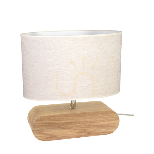 Verifica Lampa de masă Braze, stejar uleiat/crom, abajur bej, 1xE27, 30 cm