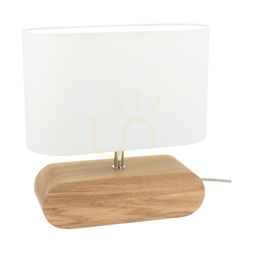 Verifica Lampa de masă Braze, stejar uleiat/crom, abajur alb, 1xE27, 30 cm