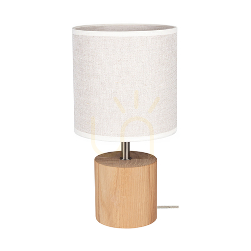 Verifica Lampa de masă Arden, stejar uleiat/satinat, abajur bej, 1xE27, Ø17 cm