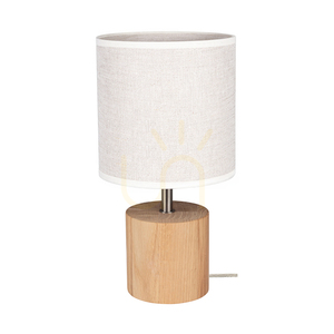 Lampa de masă Arden, stejar uleiat/satinat, abajur bej, 1xE27, Ø17 cm small 0
