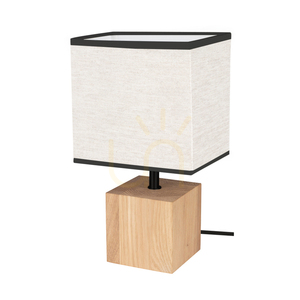 Lampa de masă Arden, stejar uleiat/negru, abajur bej-negru, 1xE27, 17 cm 0 Lampa de masă Arden, stejar uleiat/negru, abajur bej-negru, 1xE27, 17 cm small 0
