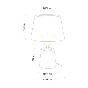 Lampa de masă Arden, stejar uleiat/negru cu abajur bej, 1xE27, Ø20 cm small 1