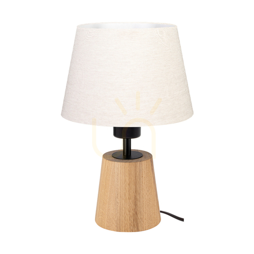 Verifica Lampa de masă Arden, stejar uleiat/negru cu abajur bej, 1xE27, Ø20 cm