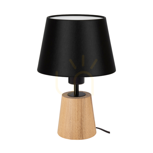 Verifica Lampa de masă Arden, stejar uleiat/negru, abajur negru, 1xE27, Ø20 cm