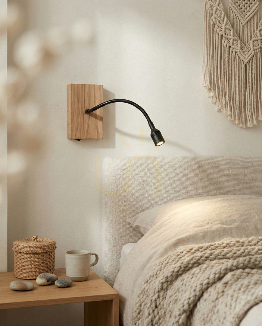 Vedere Aplică de perete Lector, stejar uleiat/negru, 1xLED 2,8 W, 12 cm Aplică de perete Lector, stejar uleiat/negru, 1xLED 2,8 W, 12 cm