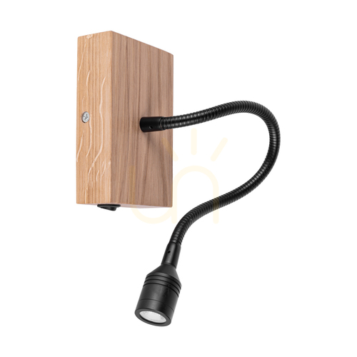 Verifica Aplică de perete Lector, stejar uleiat/negru, 1xLED 2,8 W, 12 cm