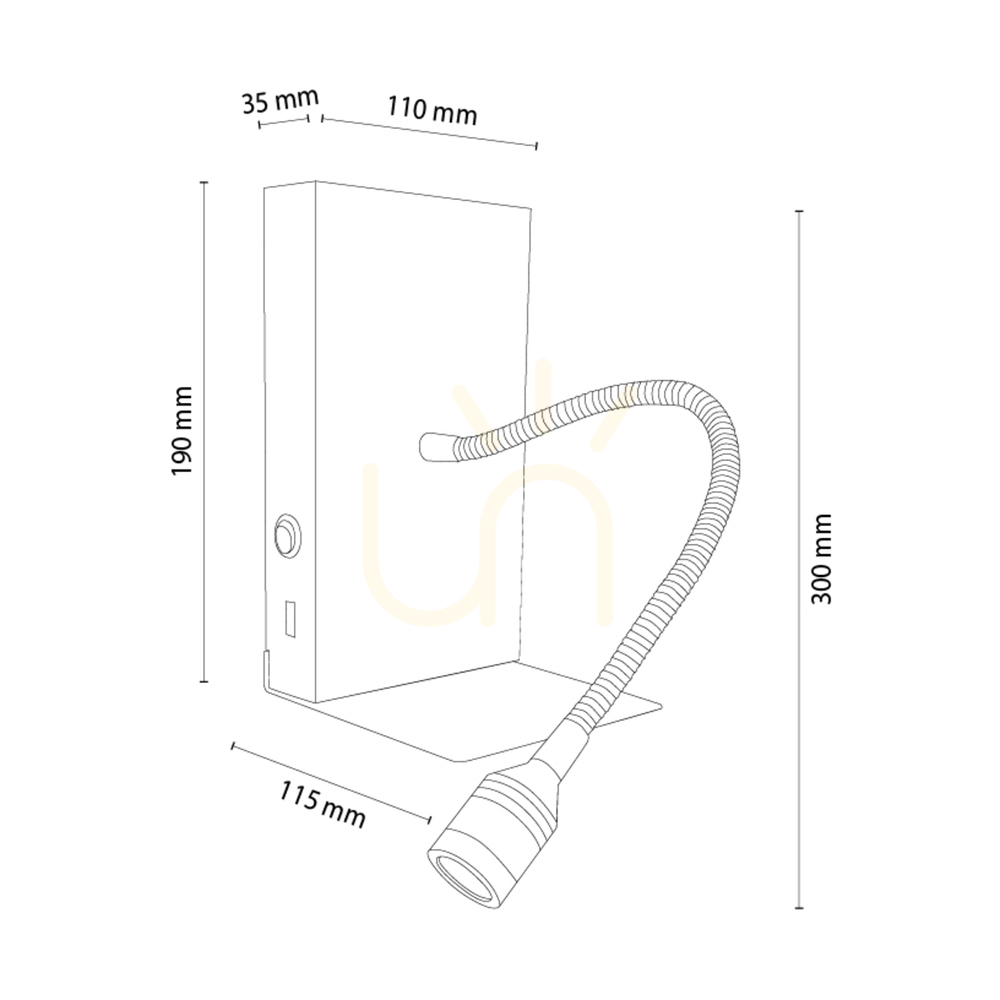 Vedere Aplică de perete Lector, stejar uleiat/negru, 1xLED 2,8 W, 12 cm Aplică de perete Lector, stejar uleiat/negru, 1xLED 2,8 W, 12 cm
