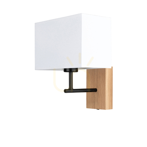 Verifica Aplică de perete Lector, stejar uleiat/negru, abajur alb, 1xE27, 22 cm