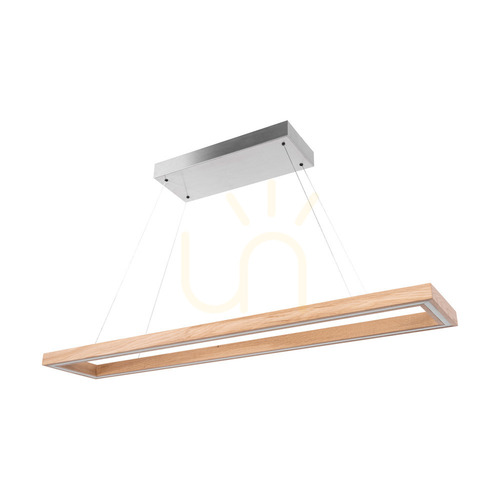 Verifica Lampa suspendată Legno, stejar uleiat/nichel mat, 3 LED-uri, 68 W, lumină orientabilă în sus și în jos, 124,5 cm