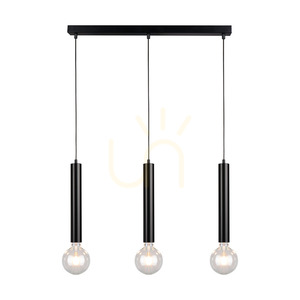 Lampă suspendată tip butoi, 3xE27, maxim. 60 W, negru/negru/negru, PVC, 55 cm small 1