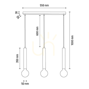 Lampă suspendată tip butoi, 3xE27, maxim. 60 W, negru/negru/negru, PVC, 55 cm small 3