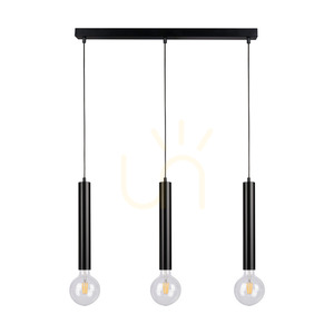 Lampă suspendată tip butoi, 3xE27, maxim. 60 W, negru/negru/negru, PVC, 55 cm small 0