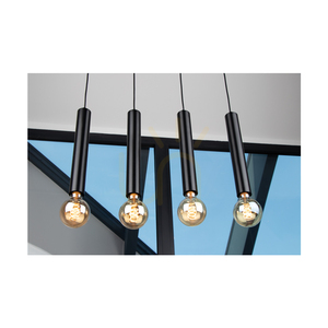 Lampă suspendată tip butoi, 4xE27 (max.). 60 W, negru/negru/negru, PVC, 66 cm small 3