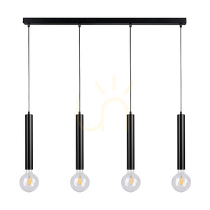 Lampă suspendată tip butoi, 4xE27 (max.). 60 W, negru/negru/negru, PVC, 66 cm small 0