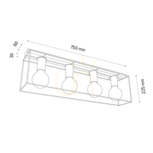 Lampă de tavan Gretter, 4xE27, Max. 60 W, stejar alb/uleiat, 75 cm small 1