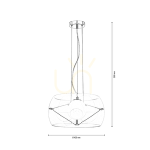 Lampa suspendată Lola 3xE27 Max. 40 W Crom/Transparent/Alb/Transparent Ø 42 cm small 3