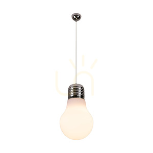 Lampă suspendată tip bec, 1xE27, Max. 60 W, crom/transparent/alb, Ø 30 cm small 2