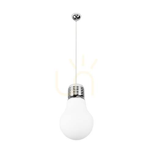 Verifica Lampă suspendată tip bec, 1xE27, Max. 60 W, crom/transparent/alb, Ø 30 cm