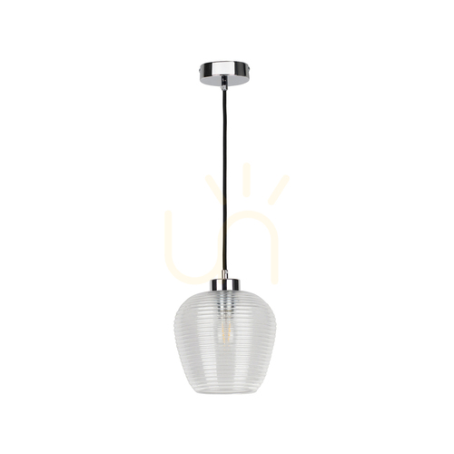 Verifica Lampă suspendată Pulsar, 1xE27, 60 W, crom/negru/transparent, Ø 20 cm