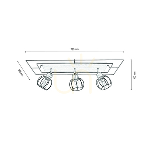 Lampa de tavan Chester, 3xE27, Max. 60 W, stejar uleiat/negru, 78 cm small 1