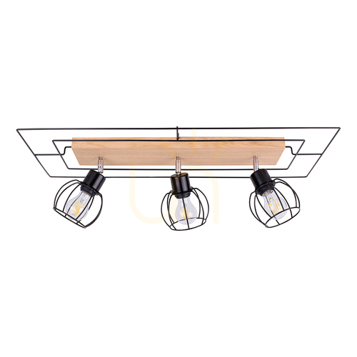 Verifica Lampa de tavan Chester, 3xE27, Max. 60 W, stejar uleiat/negru, 78 cm