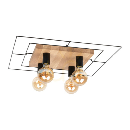 Verifica Lampa de tavan Chester, 4xE27, Max. 60 W, stejar uleiat/negru, 58 cm