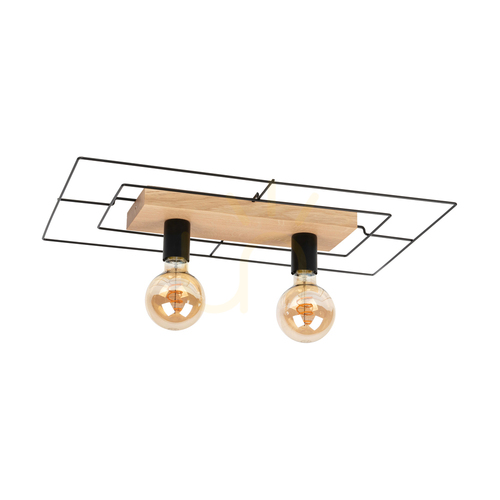 Verifica Lampa de tavan Chester, 2xE27, Max. 60 W, stejar uleiat/negru, 58 cm