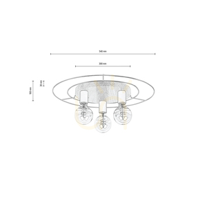 Lampa de tavan Chester, 3xE27, Max. 60 W, stejar uleiat/negru, Ø 54 cm small 1