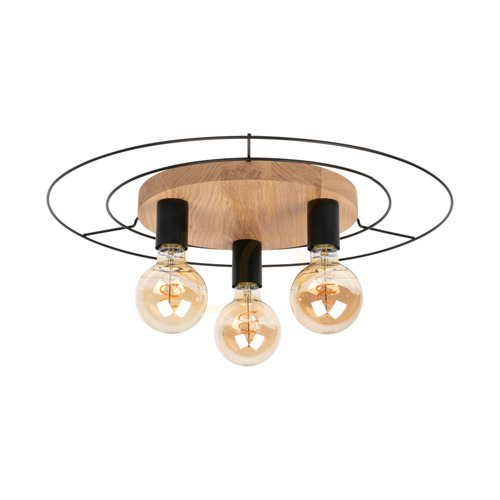 Verifica Lampa de tavan Chester, 3xE27, Max. 60 W, stejar uleiat/negru, Ø 54 cm