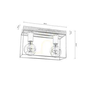 Lampă de tavan Gretter, 2xE27, Max. 60 W, stejar uleiat/negru, 35 cm small 1