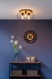 Lampa de tavan Chester, 3xE27, Max. 60 W, fag lustruit cu ulei/negru, Ø 50 cm small 2