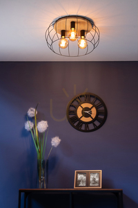 Lampa de tavan Chester, 3xE27, Max. 60 W, fag lustruit cu ulei/negru, Ø 50 cm small 3