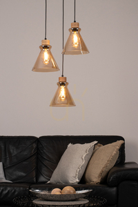 Lampa suspendată Serena 3xE27 Max. 60 W, stejar uleiat/PVC negru/maro, Ø 40 cm small 2