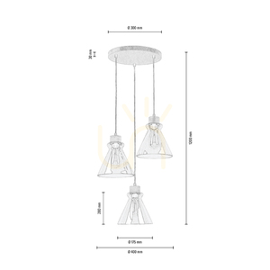 Lampa suspendată Serena 3xE27 Max. 60 W, stejar uleiat/PVC negru/maro, Ø 40 cm small 3