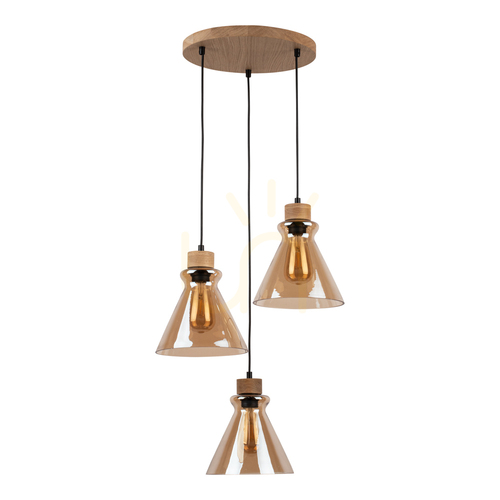 Verifica Lampa suspendată Serena 3xE27 Max. 60 W, stejar uleiat/PVC negru/maro, Ø 40 cm