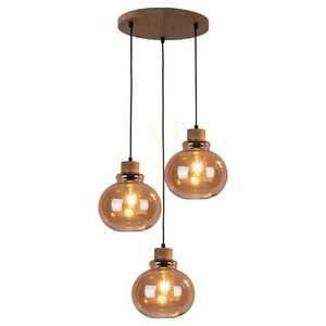 Lampa suspendată Serena 3xE27 Max. 60 W, stejar uleiat/PVC negru/maro, Ø 40 cm small 1