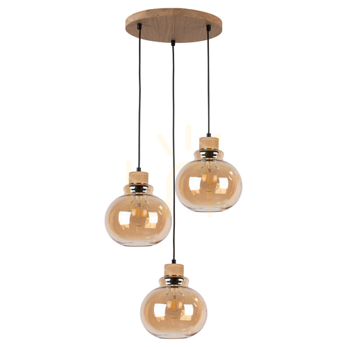 Verifica Lampa suspendată Serena 3xE27 Max. 60 W, stejar uleiat/PVC negru/maro, Ø 40 cm