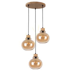 Lampa suspendată Serena 3xE27 Max. 60 W, stejar uleiat/PVC negru/maro, Ø 40 cm small 0