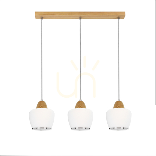 Verifica Lampa suspendată Rondas 3xE14 Max. 40 W, stejar uleiat/transparent/alb/crom, 53 cm