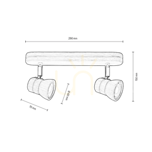 Lampă de tavan Tessa 2xGU10 LED 4,5 W, stejar uleiat, 29 cm small 2