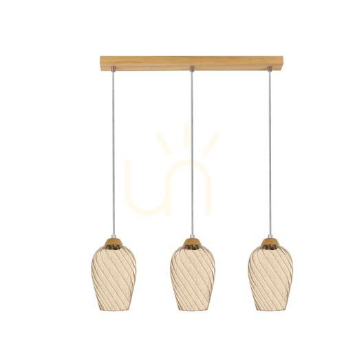 Verifica Lampa suspendată Minevra, 3xE14, Max. 40 W, stejar tratat cu ulei/PVC transparent/maro, 53 cm